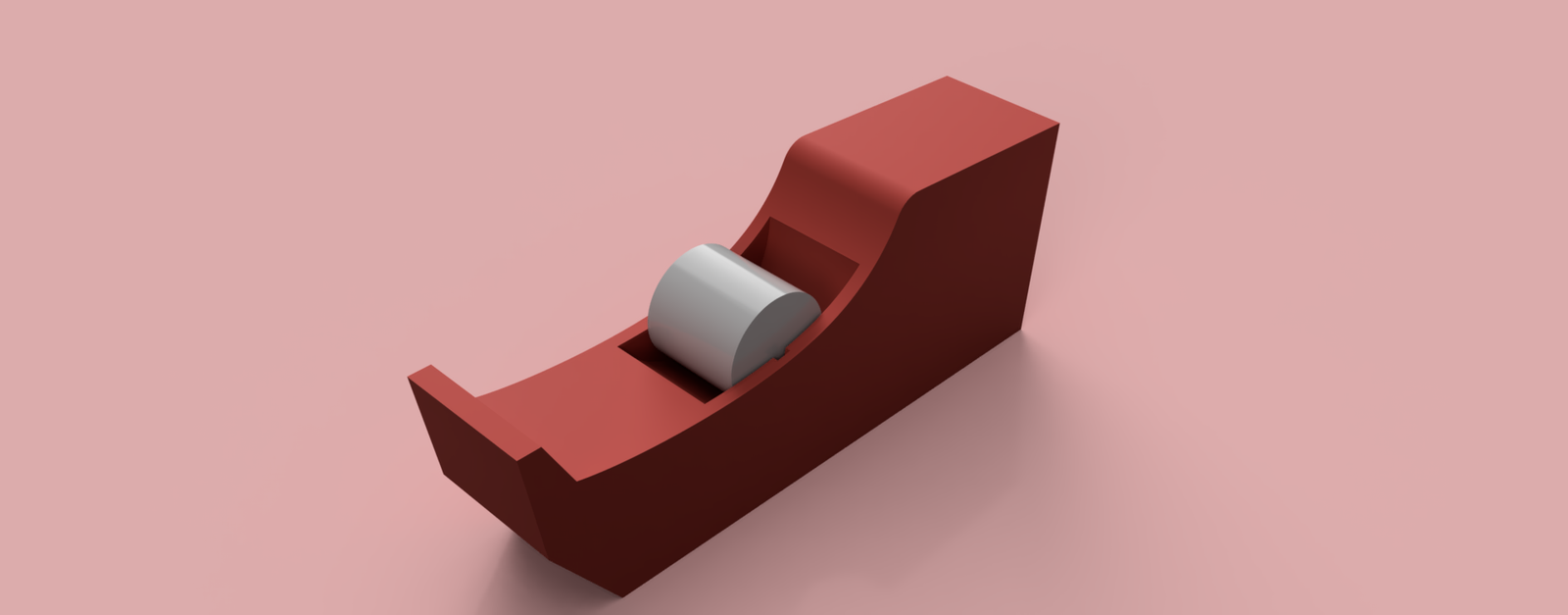 Rendered tape dispenser with a roll of tape loaded in