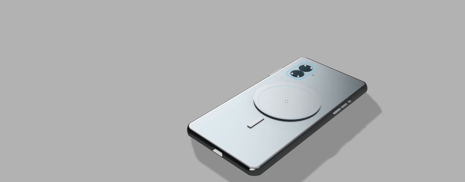 Rendered smartphone with a wireless charging ring on the back