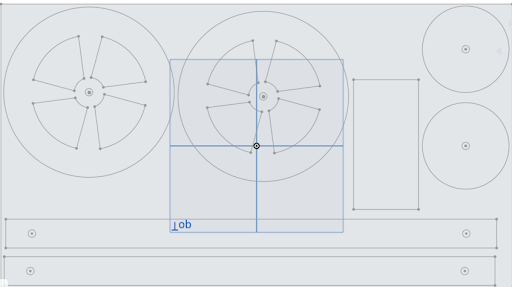 CAD layout of mousetrap car wheels and chassis rails, arranged for laser cutting