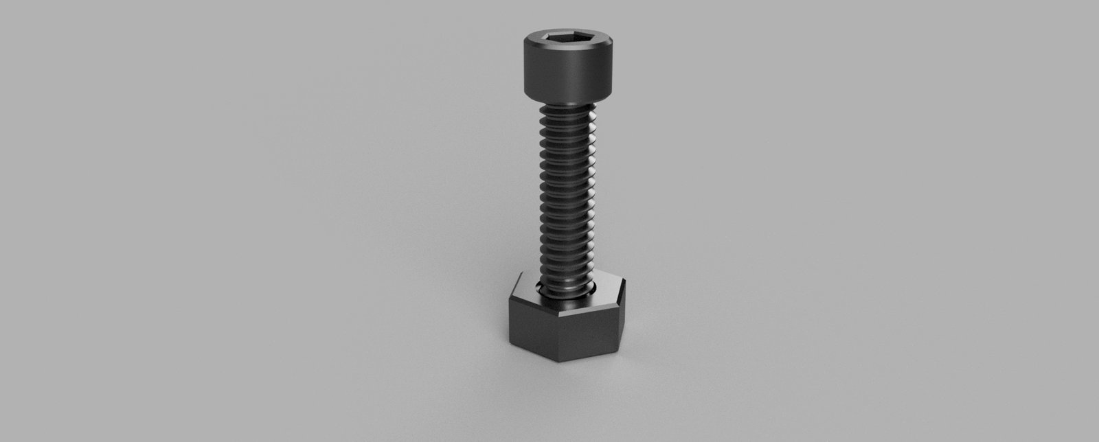 Rendered hex bolt and nut on a plain studio background