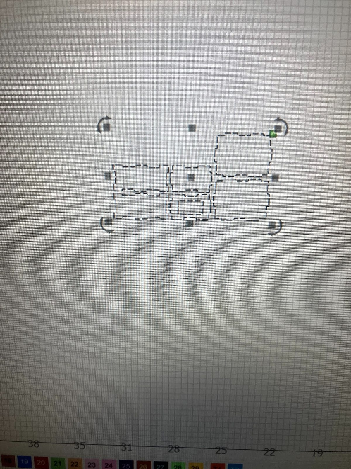 Laser cutter design software showing the outline for the control box housing