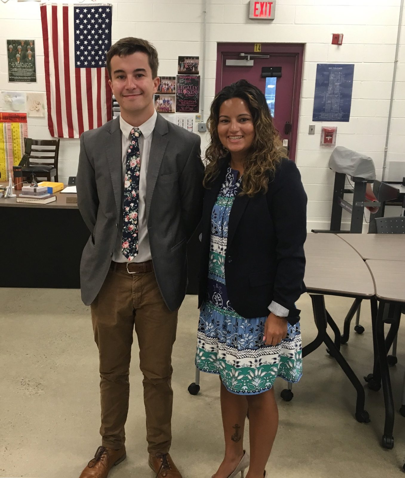 Dalton Fowler with a colleague in the New Egypt High School classroom