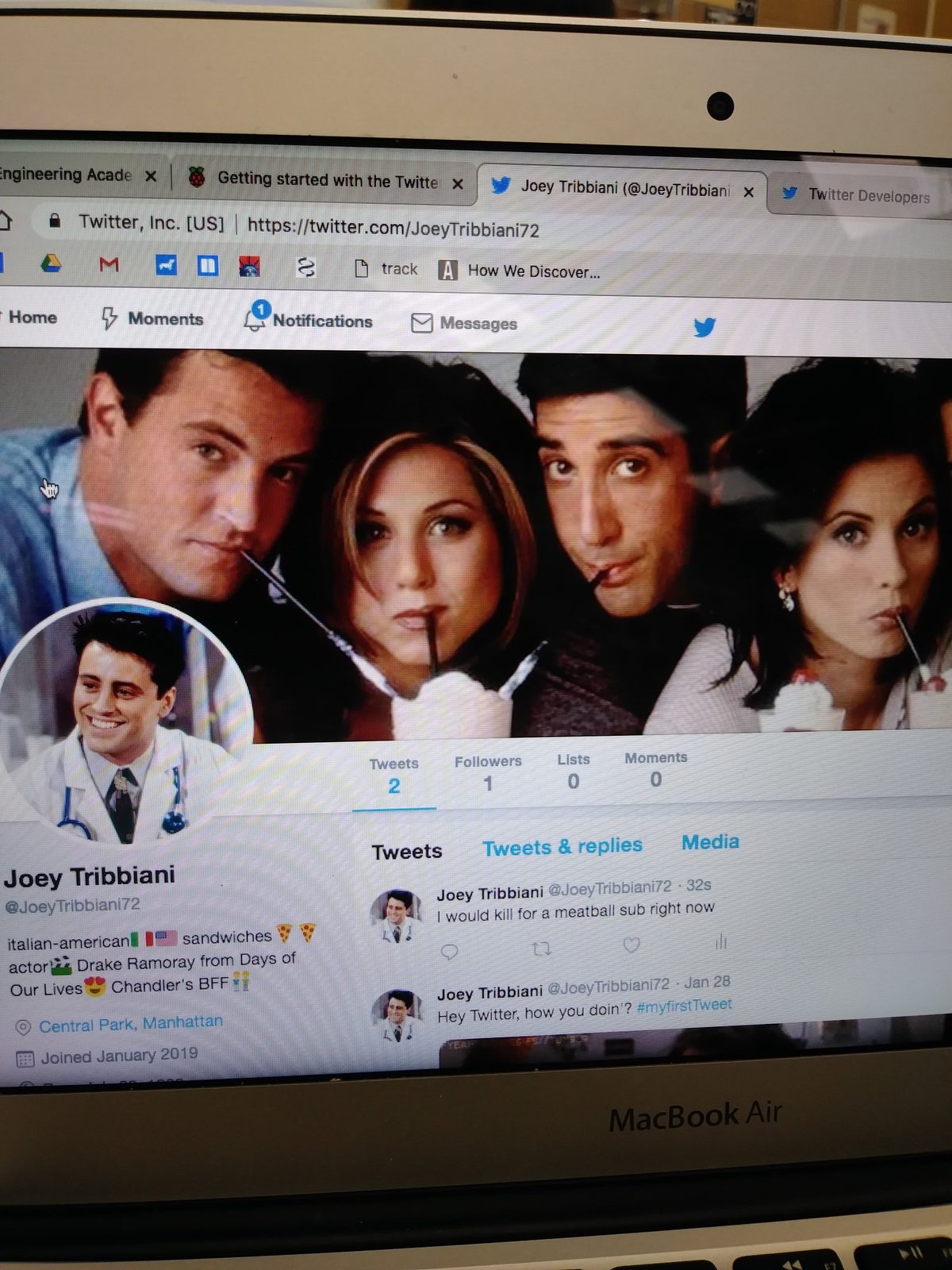 Test Twitter account posting a tweet sent by the student-written bot