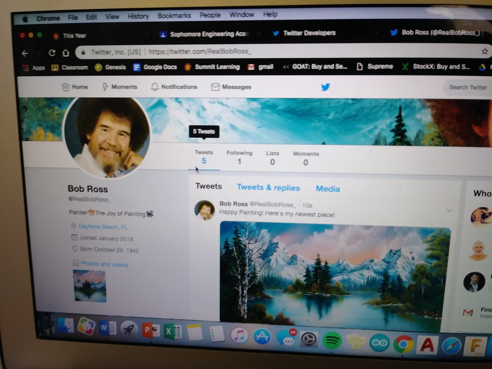 A second test Twitter account posting a tweet through the bot